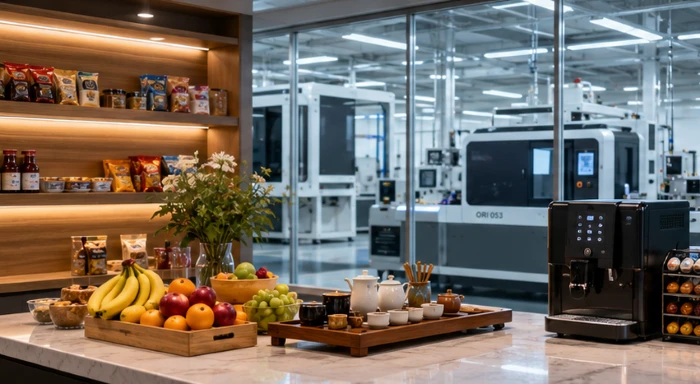 Originator premium corporate pantry snack corner and refreshment workspace infrastructure for employee wellness. Originator premium corporate pantry snack corner and refreshment workspace infrastructure for employee wellness.